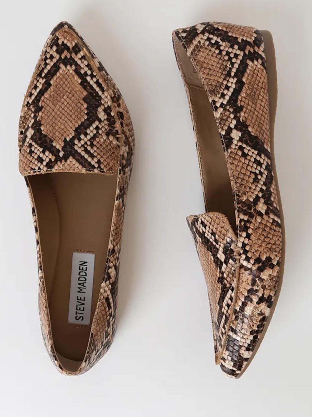 Steve Madden FEATHER Natural Snake Pointed Toe Flats Size 7.5